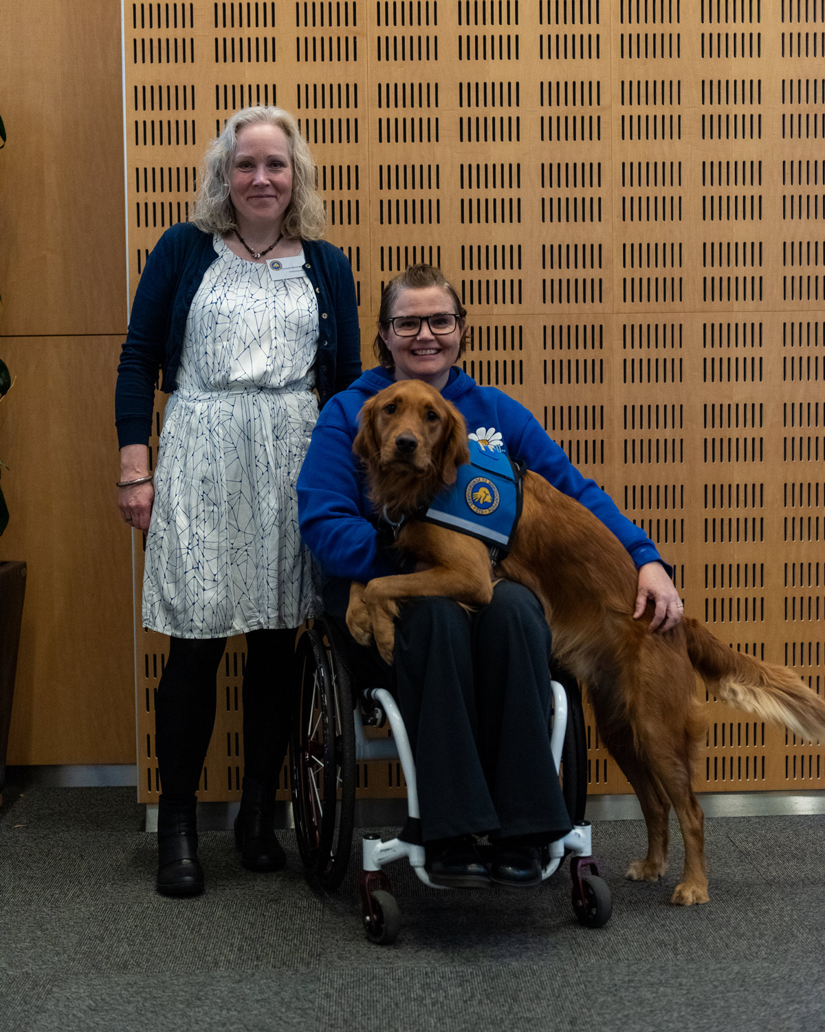 Servicehund og bruger sammen med hvalpevært