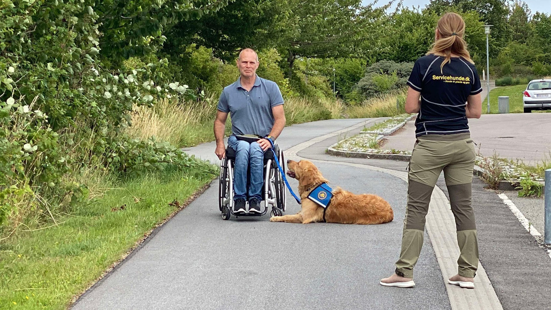 Bruger Thomas og servicehunden Acer til hundetræning med hundeinstruktør