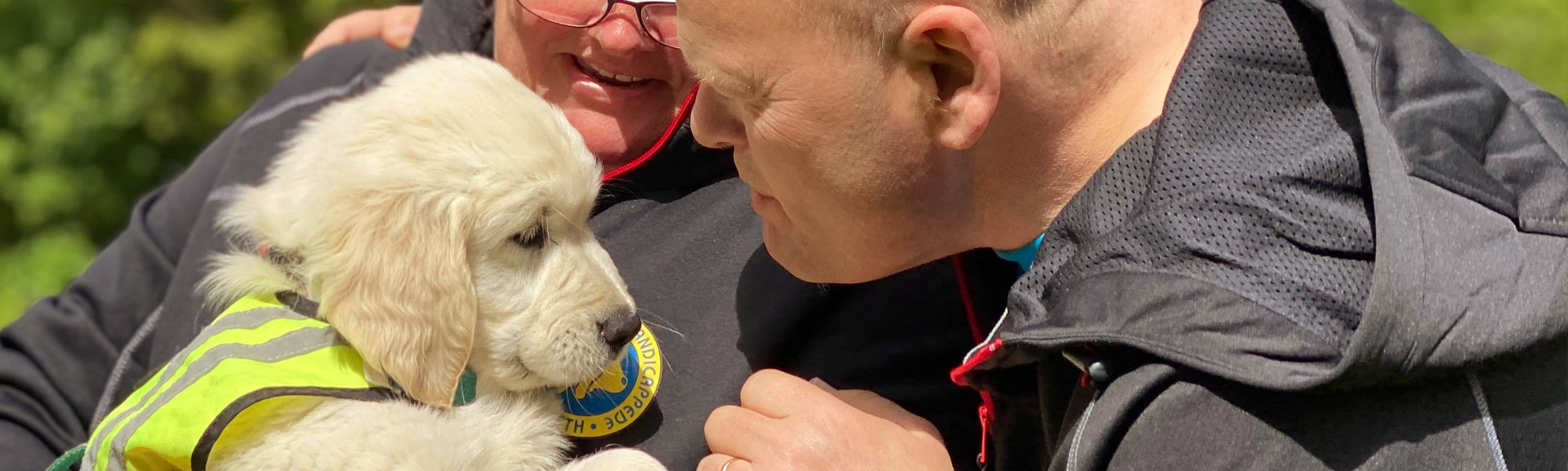 Glade Hvalpeværter Med Golden Retriever Hvalp