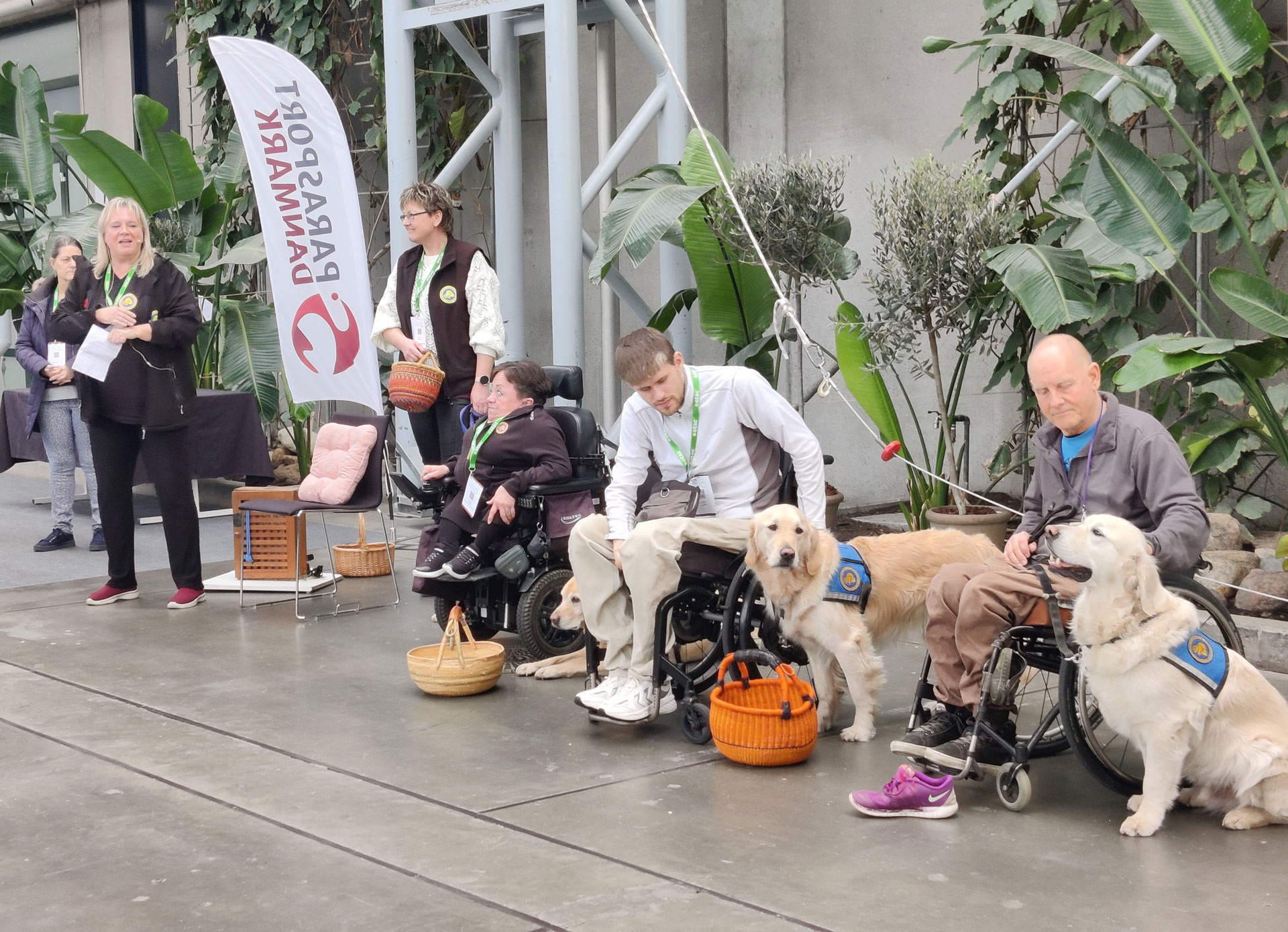 Servicehunde og brugere på messe og til opvisning
